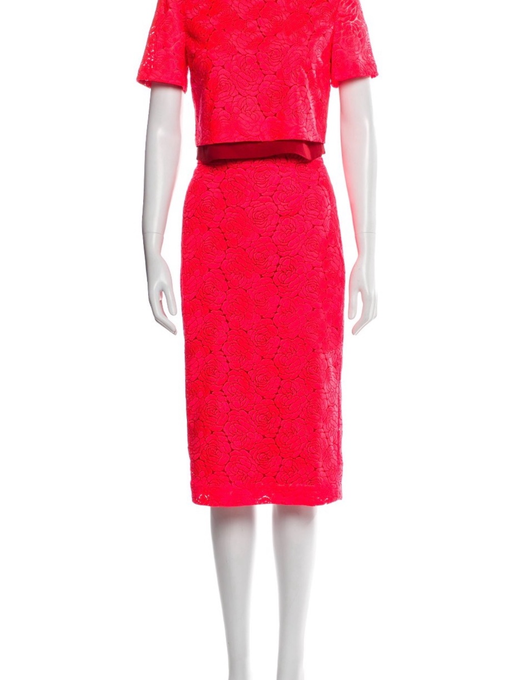 A.L.C. Bright Pink Lace Two-Piece Skirt Set